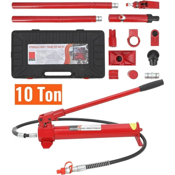 WhizMax 10 Ton Porta Power Hydraulic Jack Auto Shop Body Frame Repair Kit Tool Lift Ram