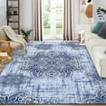 thumbnail image 1 of Garvee 10' x 13' Large Washable Rug Bohemian Area Rug Floral Print Rug Line Rug Non Slip Low Pile Floor Carpet for Bedroom Living Room, Blue, 1 of 6