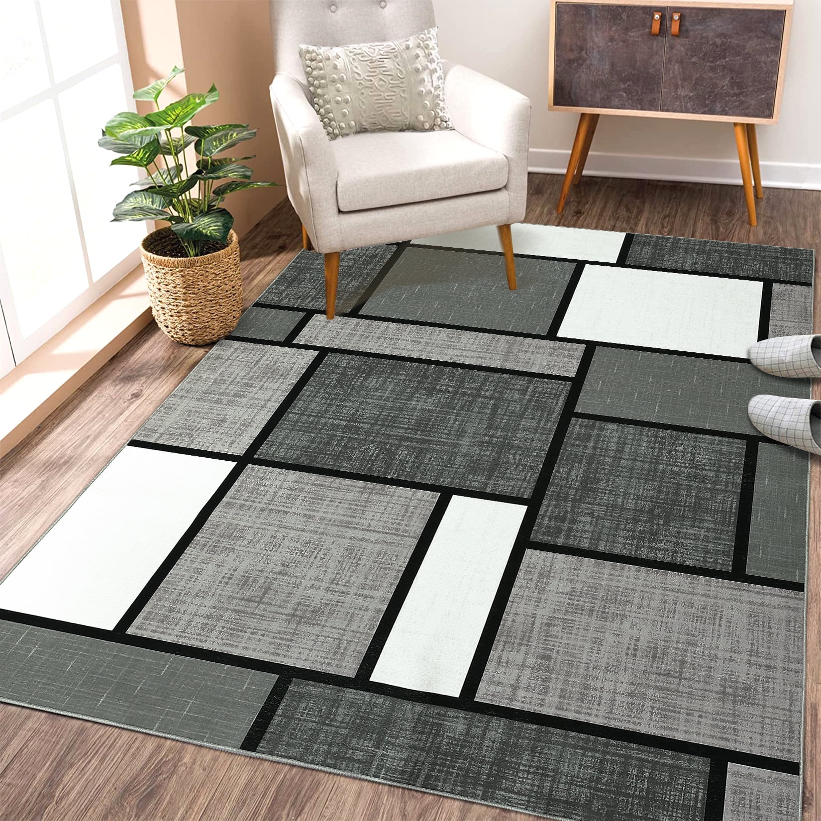 Garvee 10' x 13' Modern Geometric Rug Contemporary Boxes Print Area Rug ...