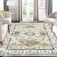 thumbnail image 1 of Garvee 10'x13' Washable Rug Vintage Persian Rug Floral Rug Non-Slip Oriental Distressed Throw Carpet for Dining Room Home Office, Yellow, 1 of 7