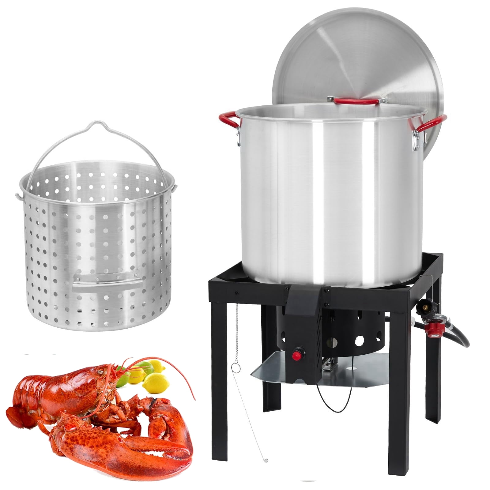 WhizMax 100Quart Seafood Boil Pot and Burner Kit, Aluminum Stock Pot