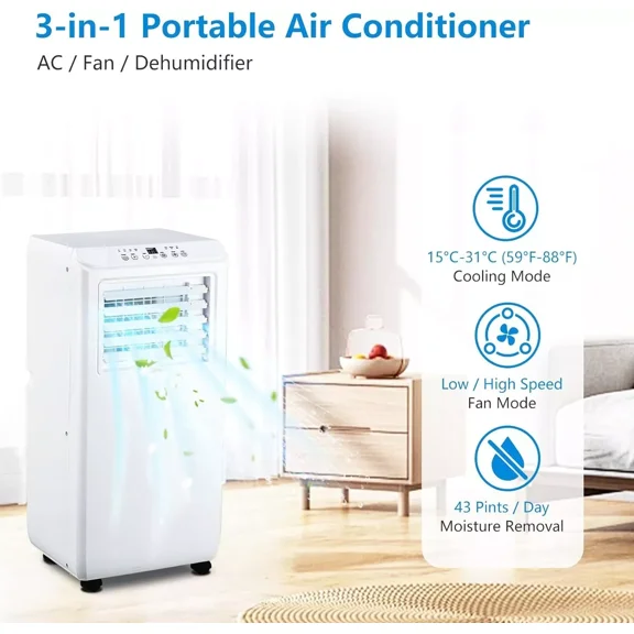 WhizMax 10000Btus Portable Air Conditioners 6.9 CEER AC Unit With Dehumidifier & Remote Control & Fans