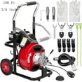 thumbnail image 1 of WhizMax 100Ft 3/8" Drain Cleaner Machine Automatic Electric Drain Auger Snake W/ 4 Cutte, 1 of 7
