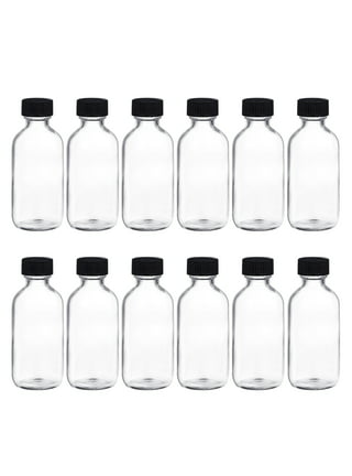 36, 2 Oz Small Clear Glass Bottles (60ml) With Lids & 3 Stainless Steel  Funnels - Boston Round Sample Bottles - Mini Travel Bottles, No Leakage