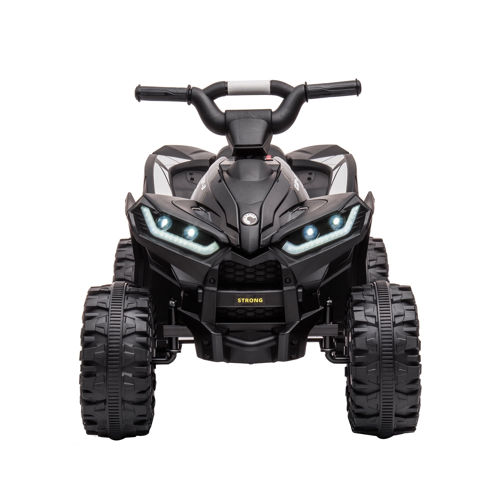 12V Black Quad Kids Ride-On Electric ATV with LED Lights