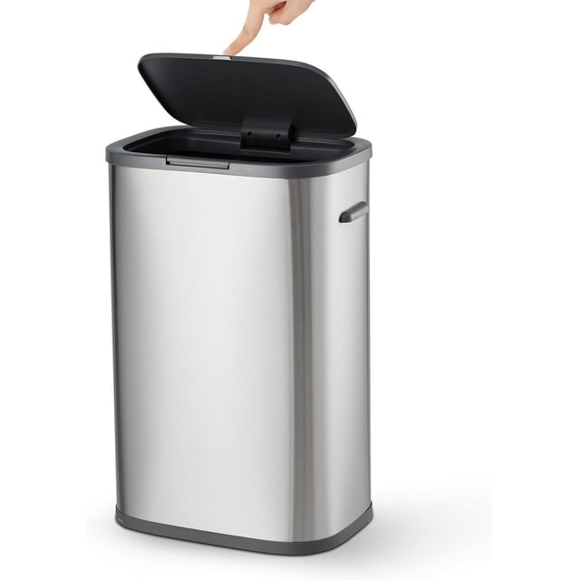 Garvee 13 Gallon Step Trash Can with Pop-up Lid, Fingerprint Resistant Finish, Soft Close, Rectangular, Grey