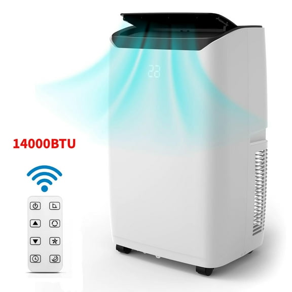 Garvee 14000BTU Portable Air Conditioner with Drying Function, Sleep Mode, Remote Control - Cools Rooms Up to 750 Sq. Ft for Home & Office Use Black