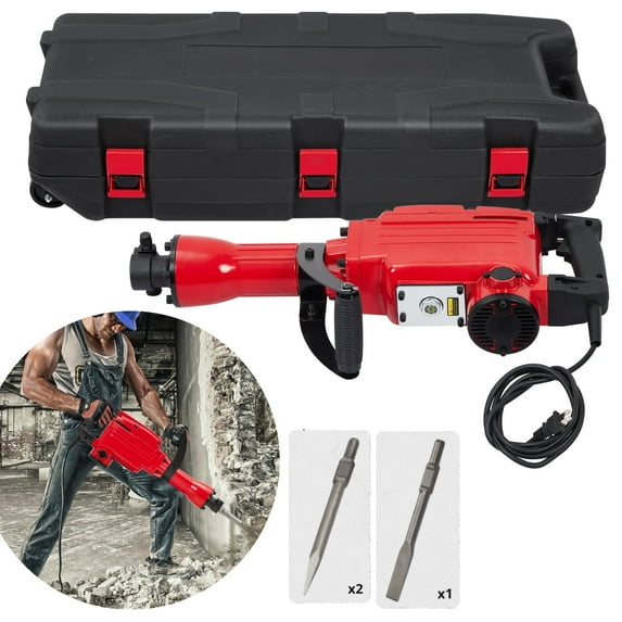 Garvee 1700W Demolition Jack Hammer,Heavy Duty Electric Hammer w/ 3 Chisels Bit,Tool Box for Accuracy & Efficiency
