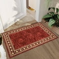 thumbnail image 1 of WhizMax 2' x 3' Modern Bordered Small Rug Entryway Area Rug Non-Slip Low Pile Indoor Door Mat for Kitchen Living Room Bedroom Dining Room, Red, 1 of 6