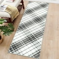 thumbnail image 1 of Garvee 2' x 6' Modern Plaid Runner Rug Kitchen Geometric Runner Rug Farmhouse Stripe Bedroom Rug Hallway Low Pile Non Slip Floor Mat, Black Gray, 1 of 7