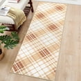 thumbnail image 1 of Garvee 2' x 6' Modern Plaid Runner Rug Kitchen Geometric Runner Rug Farmhouse Stripe Bedroom Rug Hallway Low Pile Non Slip Floor Mat, Taupe, 1 of 7