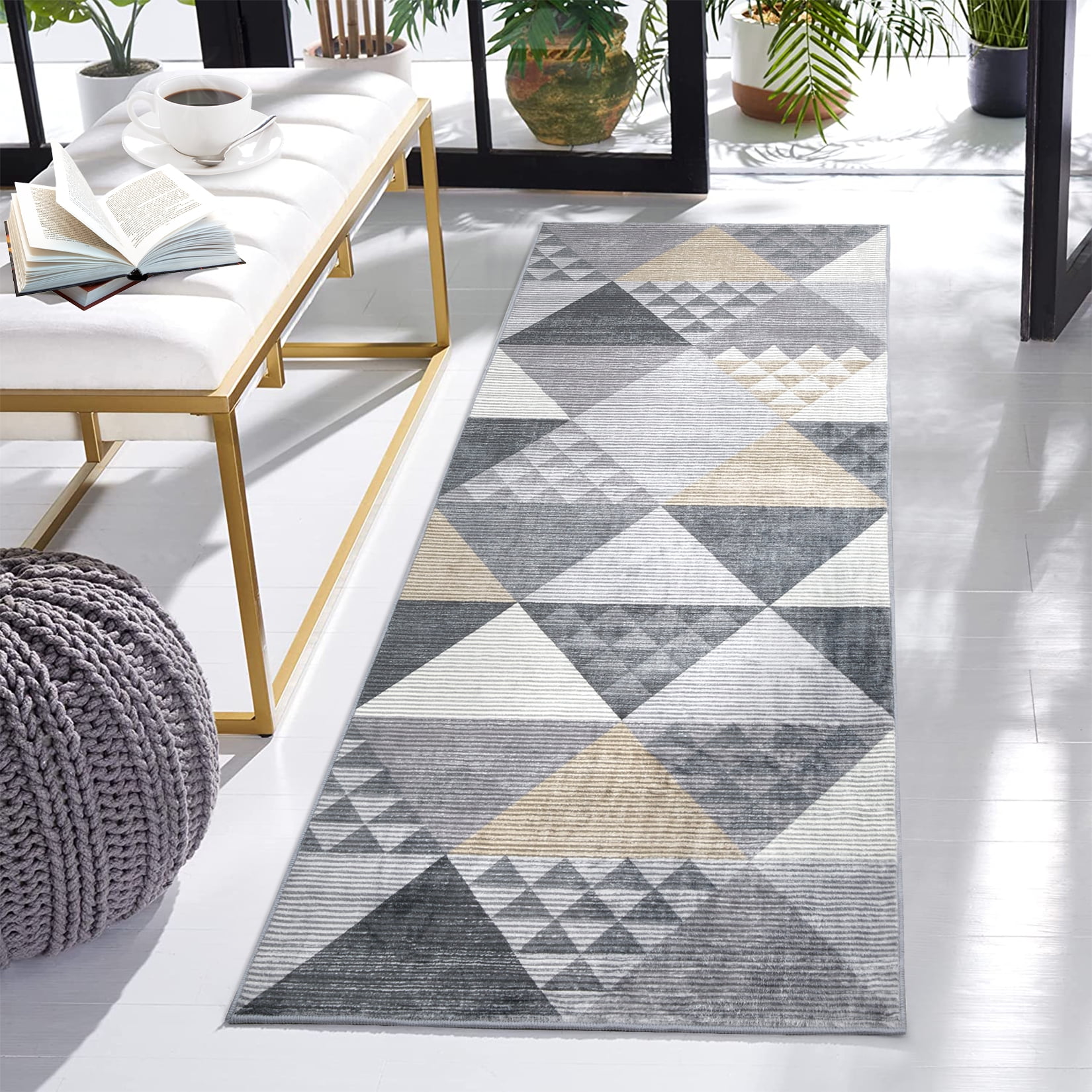 WhizMax 2' x 6' Runner Rug Washable Geometric Hallway Runner Rug Non