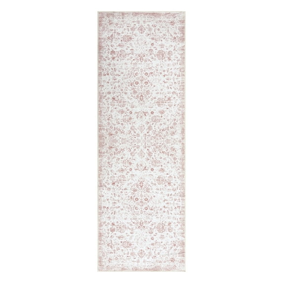 Garvee 2'x6' Hallway Runner Rug Vintage Floral Print Kitchen Runner Rug Soft Anti-Slip Indoor Bedroom Rug Runner for Laundry, Pink