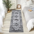 thumbnail image 1 of Garvee 2'x6' Runner Rug Vintage Distressed Hallway Rug Runners Boho Floral Print Indoor Bedroom Rug Soft Foldable Rug for Laundry Room, Gray Black, 1 of 7