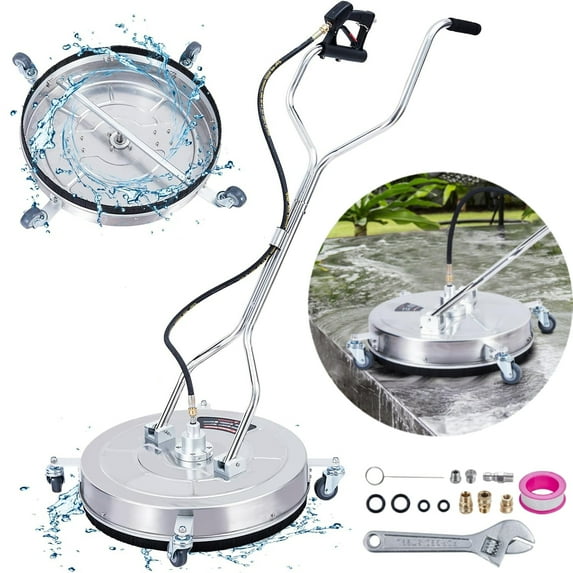 Garvee 20" Pressure Washer Surface Cleaner with 4 Wheels & Handle,304 Stainless Steel,4000 PSI