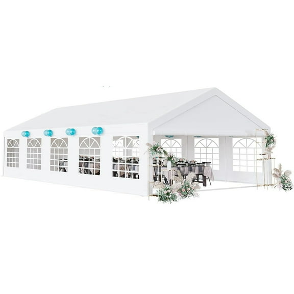 Garvee 20'x40' Wedding Party Tent in White, Outdoor Event Shelter Gazebo Canopy with 10 Removable Sidewalls