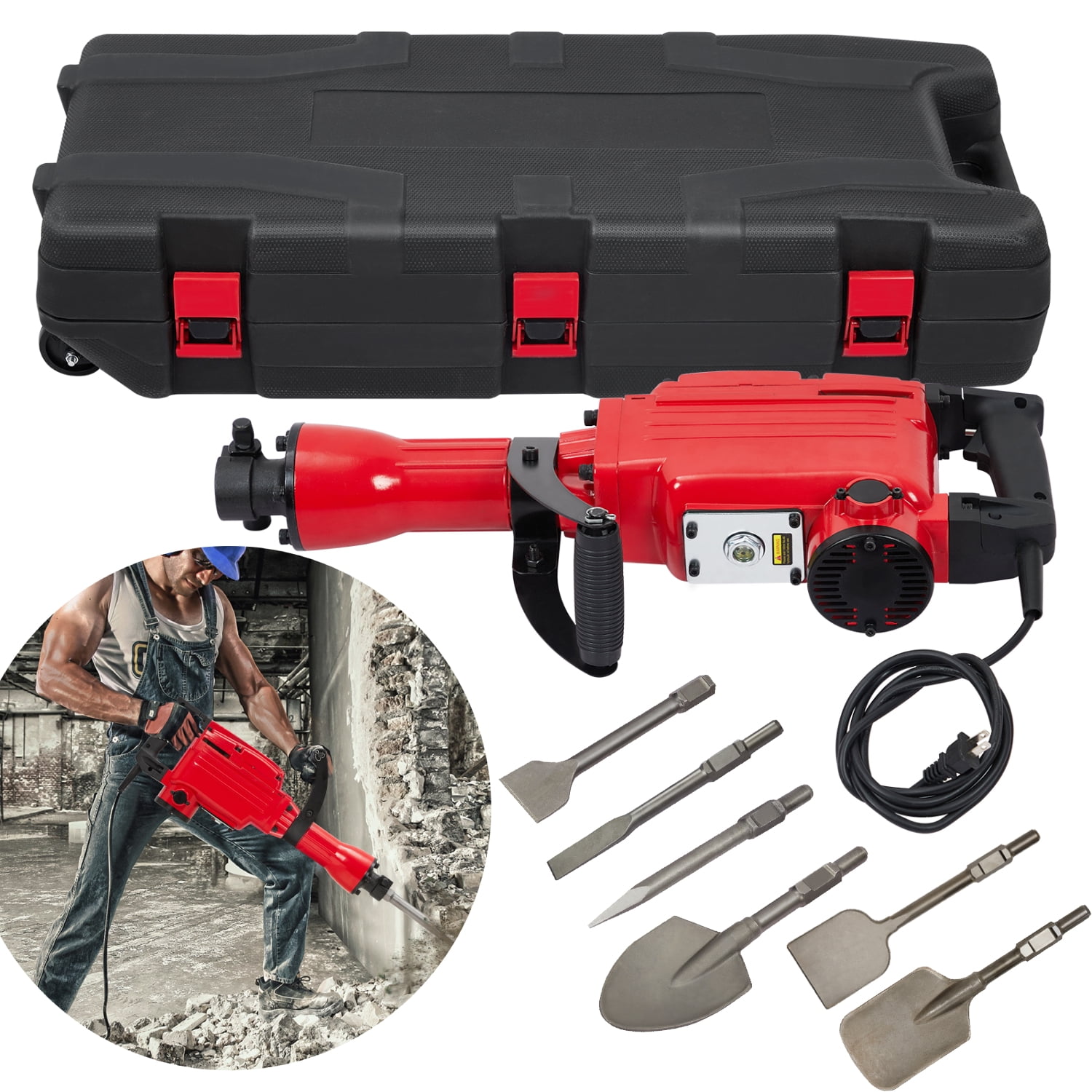 Garvee 2200W Demolition Jack Hammer,Heavy Duty Electric Hammer w/ 6 ...