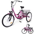thumbnail image 1 of Garvee 24" Electric Tricycle for Adults,7 Speeds Folding Electric Trike w/36V 10Ah Removable Battery & Large Capacity Basket,330 Loading Capacity,250W Motor,Rose Red, 1 of 8