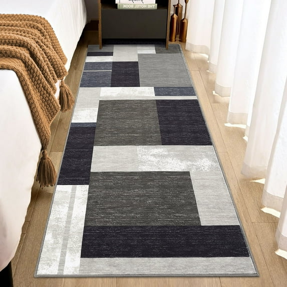Garvee 2x6 Hallway Runner Rug Modern Geometric Runners Rug Non-Shedding Non-Slip Floor Mat Bedside Rug for Laundry Kitchen, Brown