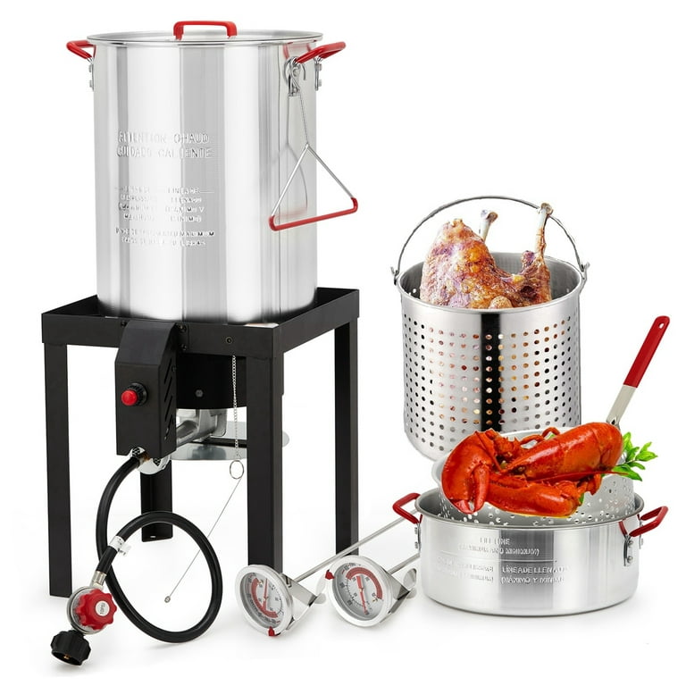 WhizMax 30-Quart Propane Outdoor Turkey Fryer Kit, Seafood Crawfish Fish  Aluminum Boiler Steamer Cooking Pot 