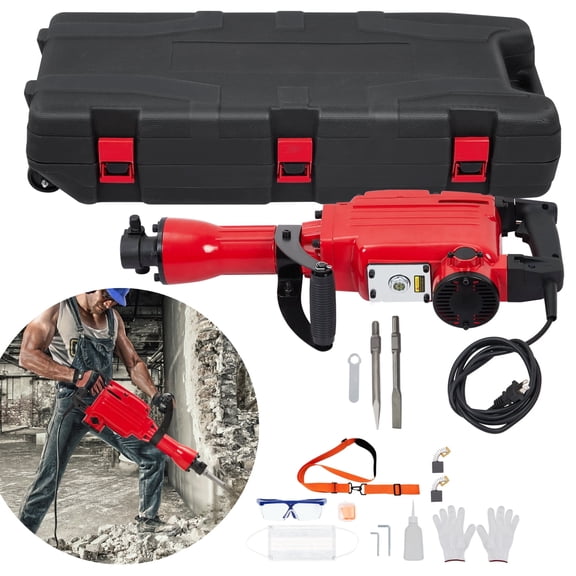 Garvee 3600W Demolition Jack Hammer,Heavy Duty Electric Hammer w/ 2 Chisels Bit,Tool Box for Accuracy & Efficiency