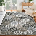thumbnail image 1 of Garvee 4' x 6' Moroccan Trellis Area Rug Farmhouse Rug Floral Rug Vintage Persian Rug Stain Resistant Non-Shedding Floor Carpet for Dining Room Office, Brown, 1 of 6
