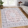 thumbnail image 1 of Garvee 4'x6' Rugs for Living Room Bedroom Vintage Persian Floral Throw Rugs Washable Rugs Indoor Soft Distressed Rug No Shedding Anti-Slip Floor Cover, Pink/Multi, 1 of 6