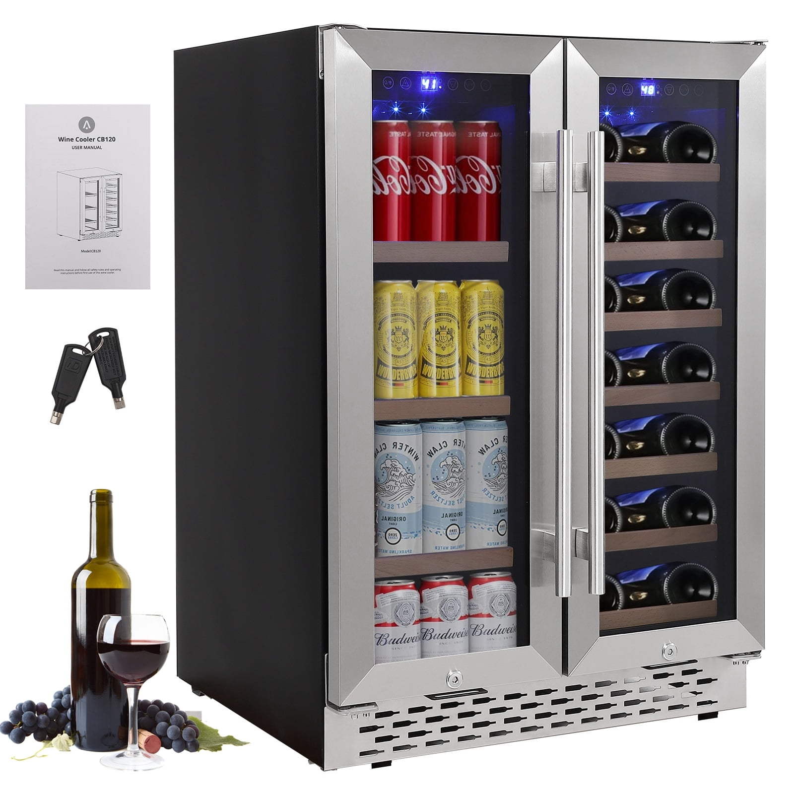 WhizMax 40Bottle Dual Zone Wine & Drink Fridge, Builtin or