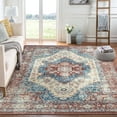 thumbnail image 1 of Garvee 5' x 7' Area Rug Washable Rug Vintage Persian Rug Floral Medallion Distressed Retro Floor Cover for Dining Room Home Office, Red, 1 of 6