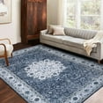 thumbnail image 1 of WhizMax 5' x 7' Living Room Bedroom Area Rug Vintage Persian Rug Distressed Carpet Floral Print Medallion Rug, Blue, 1 of 8