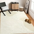 thumbnail image 1 of Garvee 5'x7' Area Rug Washable Stripes Rug Soft Faux Wool Carpet Modern Abstract Rugs Indoor Non-Shedding Anti-Slip Throw Carpet, Ivory Camel, 1 of 6