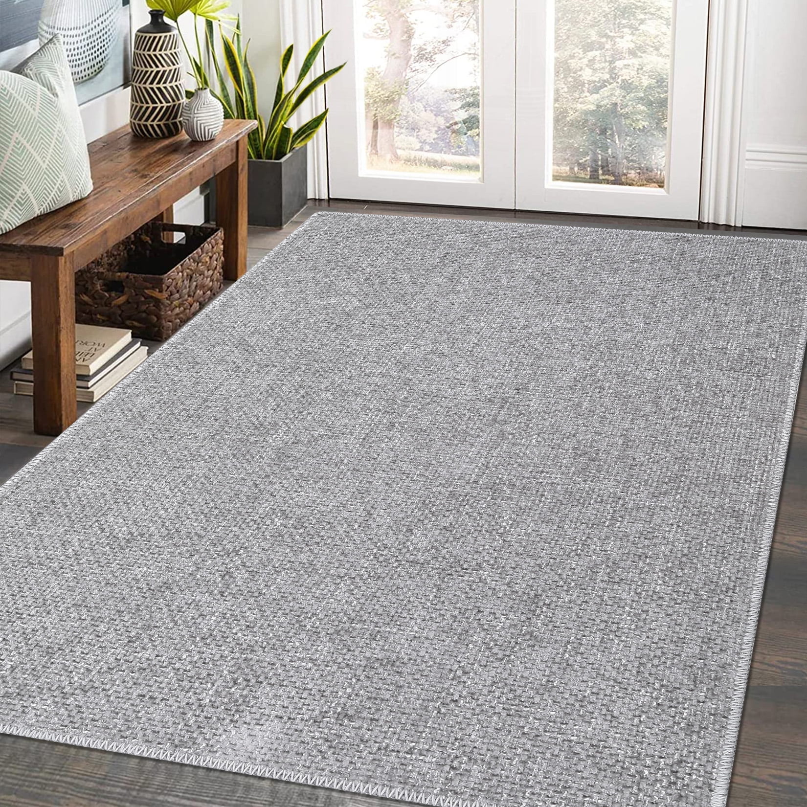 WhizMax 5'x7' Modern Solid Accent Rug Weaving Textured Area Rug Soft ...