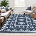 thumbnail image 1 of Garvee 5'x7' Washable Boho Area Rug Non-Slip Non-Shedding Rug Farmhouse Bordered Rug with Tassel for Dining Room Home Office, Blue, 1 of 7