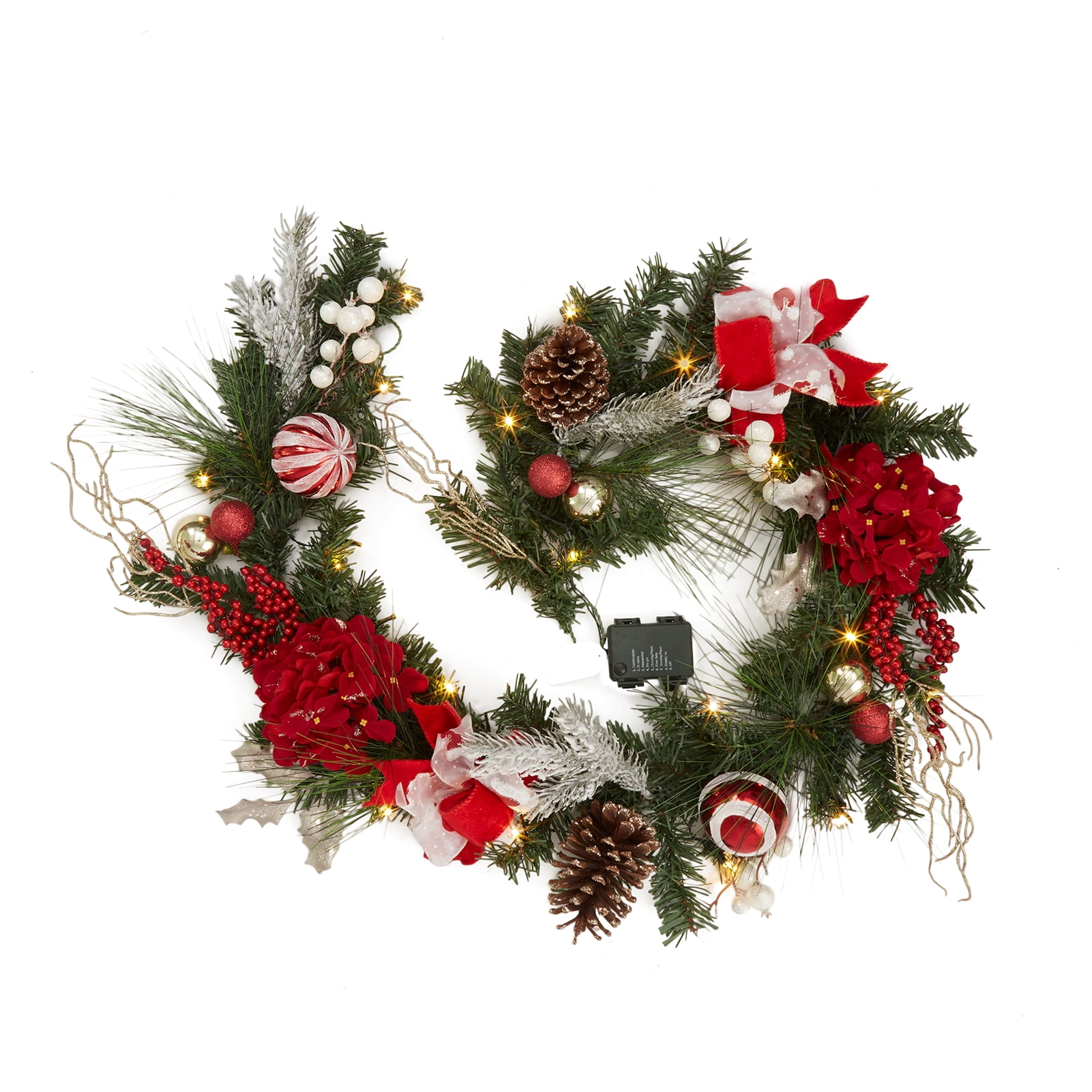 WhizMax 6 FT Christmas Garland with Lights, Pre-lit Outdoor Garland ...