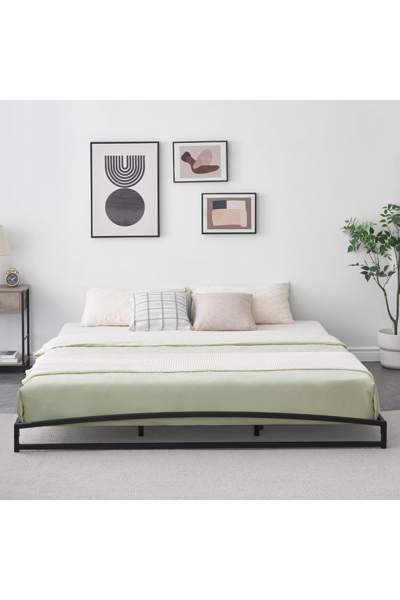 6 Inch Metal Platform King Size Bed Frame Low Profile with Sturdy Steel Slats Support, Mattress Foundation, No Box Spring Needed, Easy Assembly, Black (King, 6 Inch)