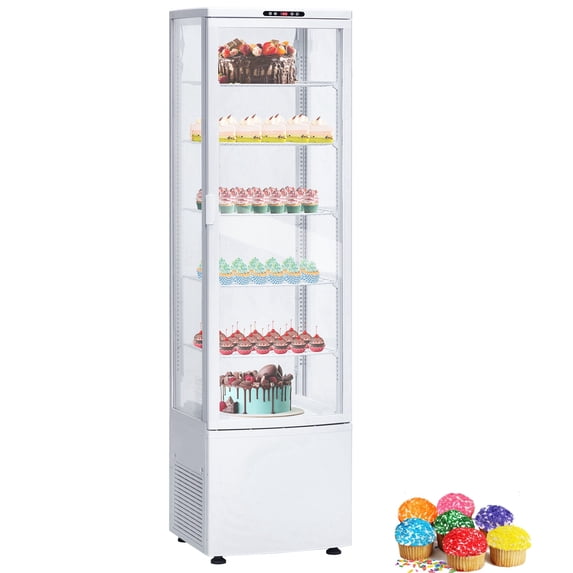 Garvee 6-Tier Upright Commercial Display Refrigerator Cooler with Wheels & LED Lighting, 9.8 Cu. Ft