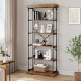 thumbnail image 1 of WhizMax 6-Tier Vintage Industrial Book Shelf, Rustic Wood and Metal Bookcase and Bookshelves, Free Standing Storage Large Bookshelf for Living Room, Bedroom and Kitchen, Brown, 1 of 10