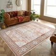 thumbnail image 1 of Garvee 6'x9' Machine Washable Rug Vintage Persian Boho Rug Floral Carpet Soft Foldable Accent Rug Low Pile Anti-Slip Bedroom Rug, Orange, 1 of 7