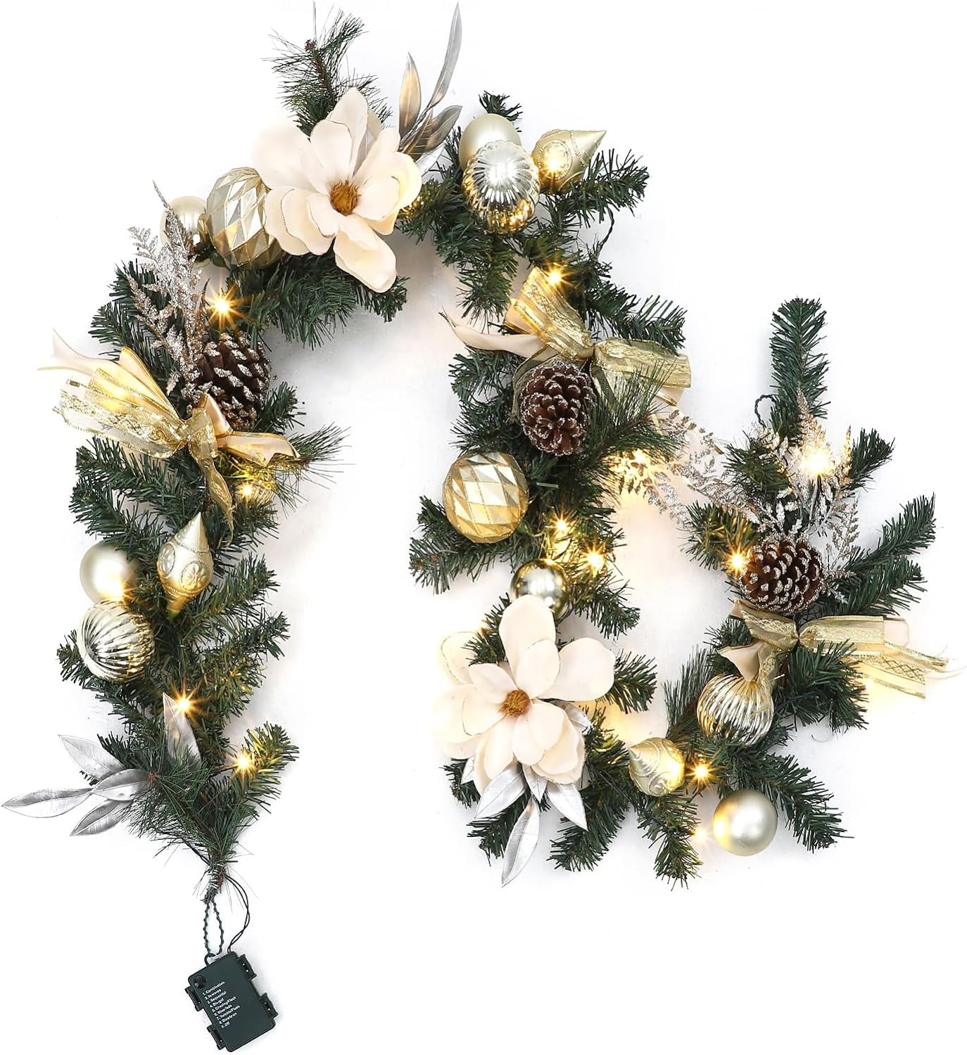 WhizMax 6ft Christmas Garland with Lights, Prelit Outdoor Christmas