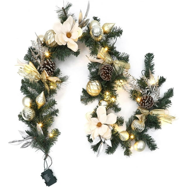 WhizMax 6ft Christmas Garland with Lights, Prelit Outdoor Christmas