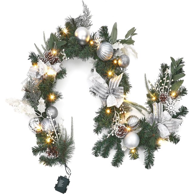 WhizMax 6ft Lighted Christmas Garland, Battery Operated Christmas