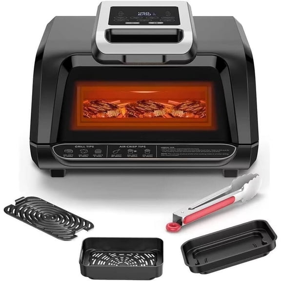 WhizMax 7-in-1 Smokeless Electric Air Grill Fryer Smokeless 1750W 4Qt Flat Top Griddle