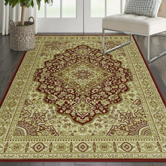 WhizMax 8' x 10' Extra Large Area Rug Vintage Persian Medallion Throw Accent Rug Soft Living Room Bedroom Carpet Home Decor, Red