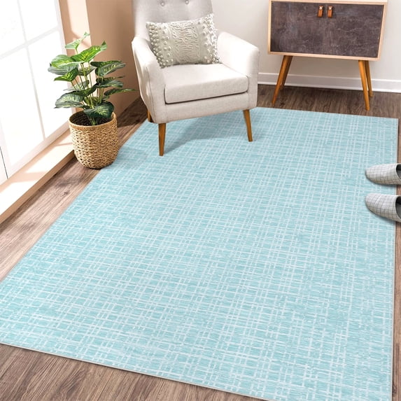 Garvee 8' x 10' Plaid Rug Checkered Rug Living Room Area Rugs Carpet Modern Geometric Soft Floor Cover Grid Area Rugs for Office Dining Room, Mint Green