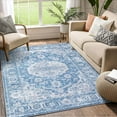 thumbnail image 1 of Garvee 8'x10' Area Rug Low Pile Non-Slip Rug Vintage Floral Medallion Distressed Rug Soft Ultra Thin Foldable Carpet for Dining Room Home Office, Blue, 1 of 6
