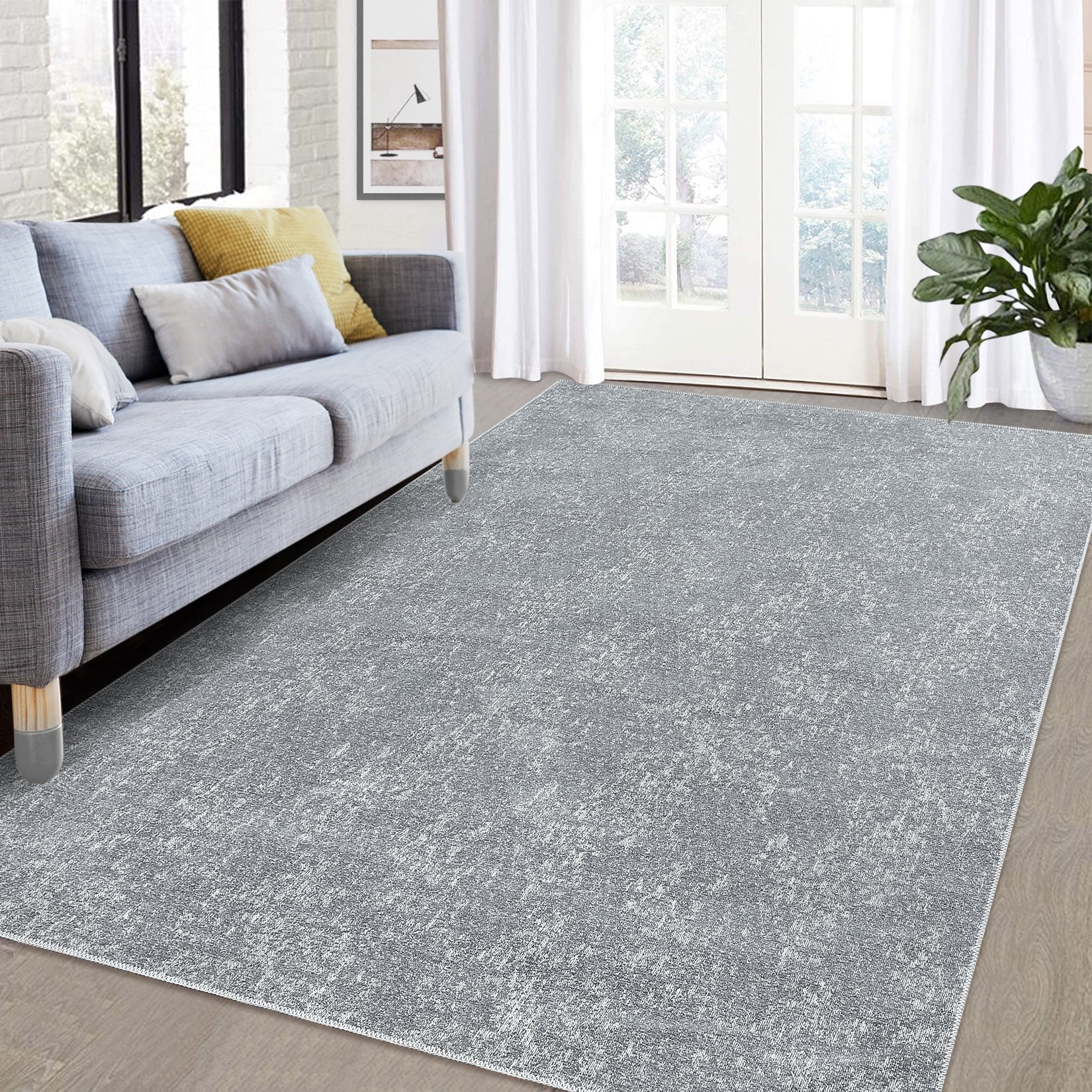 Large Grey Rugs Garvee 8'x10' Large Area Rug Modern Solid Machine Washable Area Rug ...