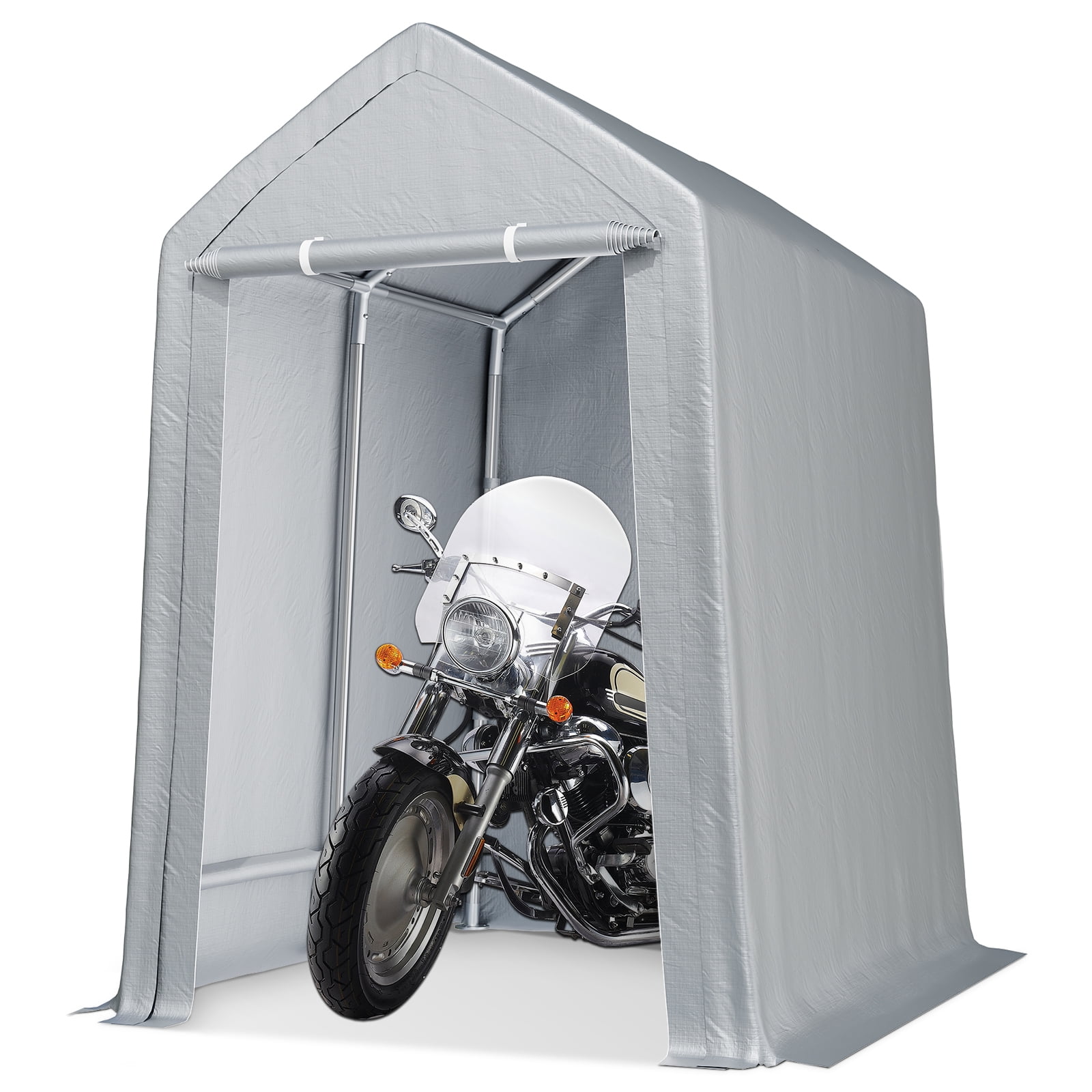 Gray 8x14 ft Waterproof Portable Carport Canopy with Windows