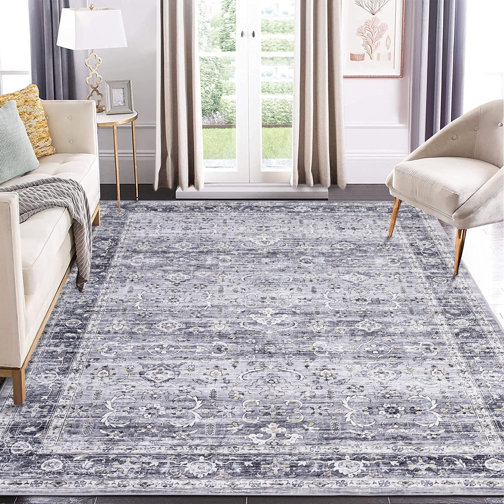 Garvee 9'x12' Area Rug Vintage Washable Rug Boho Distressed Rug Low ...