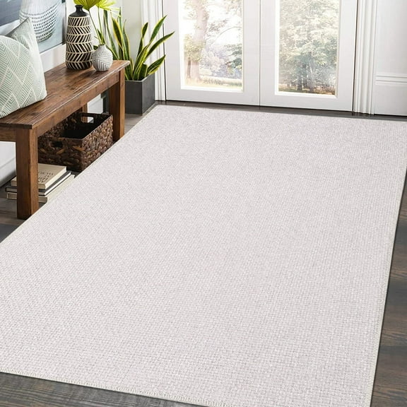 Garvee 9'x12' Large Area Rug Modern Solid Rug Machine Washable Area Rugs for Living Room Bedroom Low Pile Non-Slip Soft Accent Rug, Beige