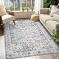 thumbnail image 1 of Garvee 9'x12' Large Area Rug Vintage Distressed Area Rug Floral Print Medallion Boho Rug Machine Washable Accent Rugs for Living Room Bedroom, Light Blue, 1 of 6